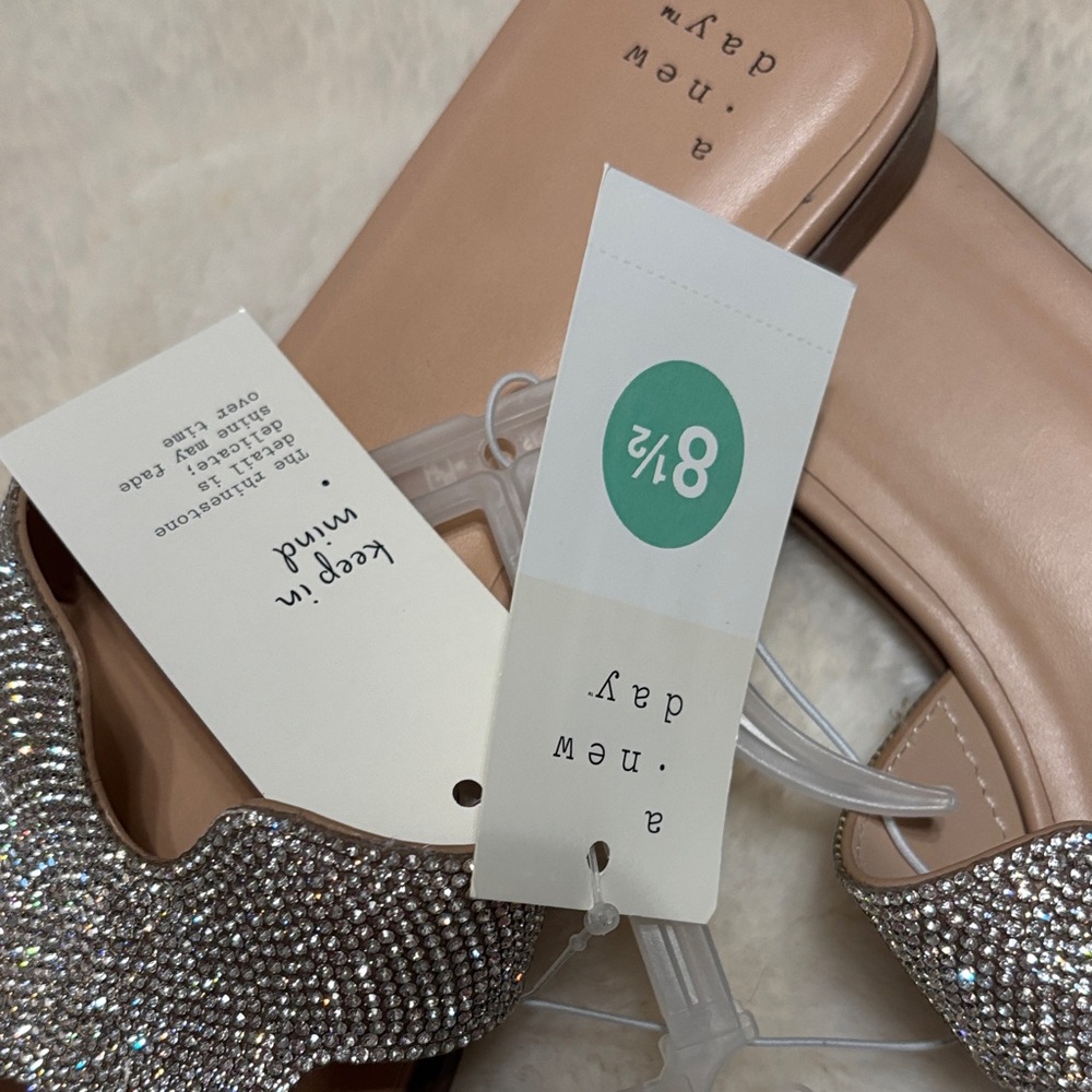 A New Day Shimmering Gold Slide Sandals - Picture 2 of 6
